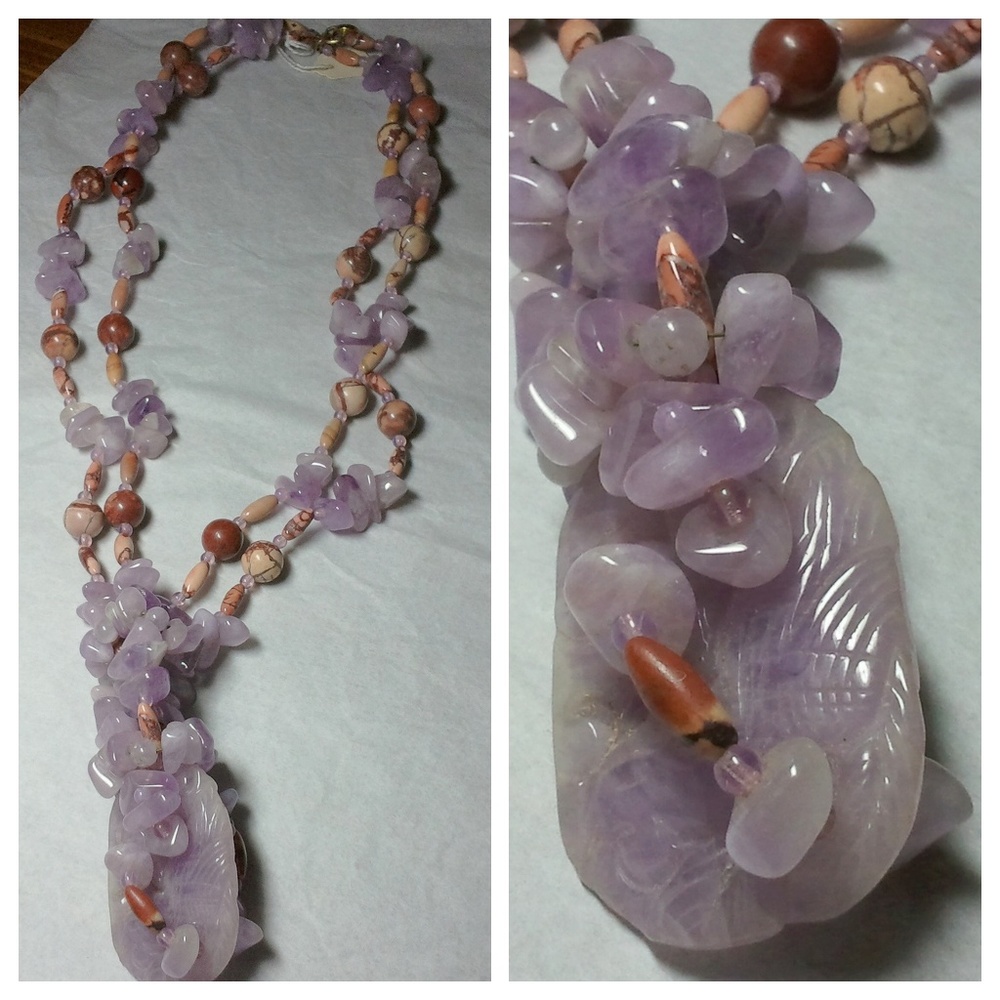 Amethyst Necklace, Double Strand about 24 1/2 inch